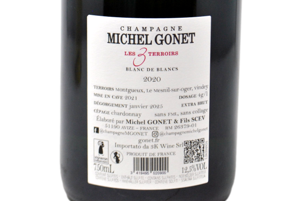 CHAMPAGNE EXTRA BRUT BLANC DE BLANCS "LES 3 TERROIRS" 2020 - MICHEL GONET