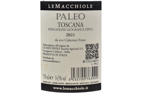 TOSCANA CABERNET FRANC IGT "PALEO" 2021 - LE MACCHIOLE