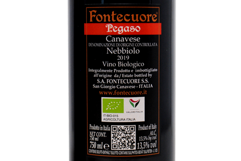 CANAVESE NEBBIOLO DOC BIOLOGICO "PEGASO" 2019 - FONTECUORE