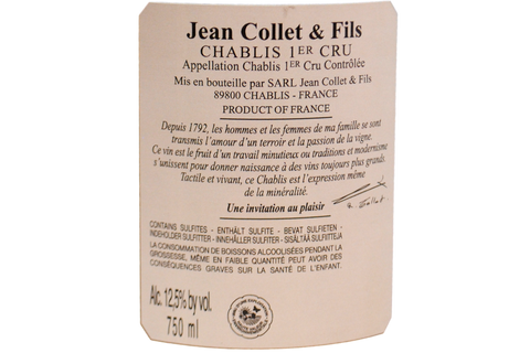 CHABLIS PREMIER CRU "MONT DE MILIEU" 2022 - JEAN COLLET