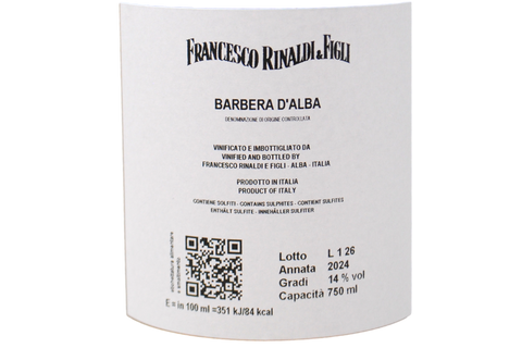 BARBERA D'ALBA DOC 2024 - FRANCESCO RINALDI & FIGLI