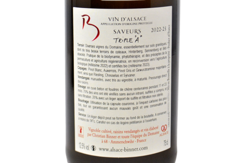 VIN D'ALSACE AOP BLANC "SAVEURS" 2022-23 - DOMAINE CHRISTIAN BINNER