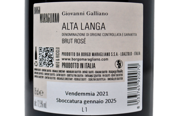 ALTA LANGA DOCG BRUT ROSE' "GIOVANNI GALLIANO" 2021 - BORGO MARAGLIANO