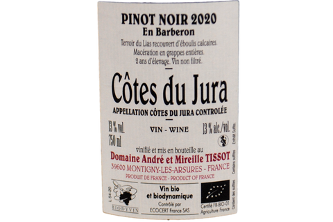 COTES DU JURA PINOT NOIR "EN BARBERON" 2020 - BENEDICTE ET STEPHANE TISSOT