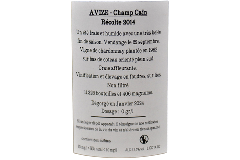 Champagne Extra Brut Avize « Champ Caïn » 2009 (Magnum) - Jacquesson (Dégorgement Avril 2019)