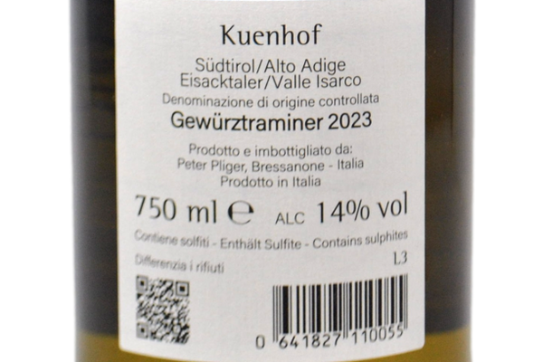 GEWURZTRAMINER ALTO ADIGE VALLE ISARCO DOC 2023 - KUENHOF