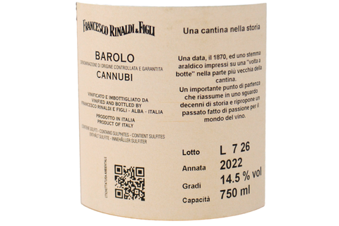 BAROLO DOCG "CANNUBI" 2022 - FRANCESCO RINALDI & FIGLI