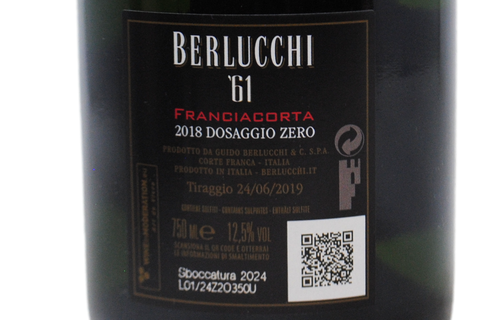 FRANCIACORTA DOCG DOSAGGIO ZERO "NATURE '61" 2018 - BERLUCCHI