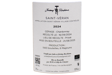 BOURGOGNE BLANC SAINT-VÉRAN VILLAGE BIO 2024 - JÉRÉMY RECCHIONE