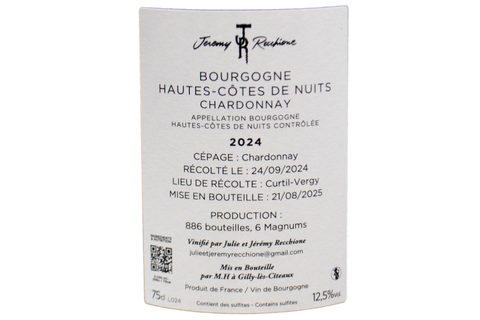 BOURGOGNE HAUTES CÔTES DE NUITS CHARDONNAY 2024 (886 BOTTIGLIE PRODOTTE) -  JÉRÉMY RECCHIONE