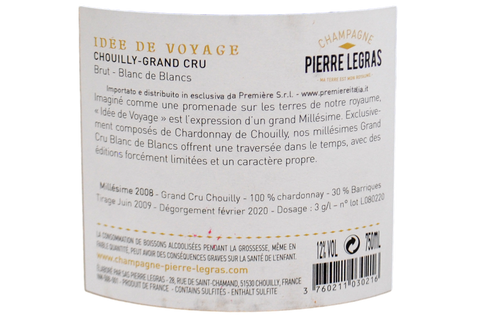 CHAMPAGNE GRAND CRU BRUT BLANC DE BLANCS "IDEE DE VOYAGE" 2008 - PIERRE LEGRAS