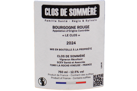 BOURGOGNE ROUGE "LE CLOS" 2024 - CLOS DE SOMMÉRÉ