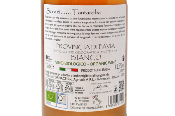 PROVINCIA DI PAVIA IGP BIANCO "TANTAROBA" 2020 - TENUTA FORNACE