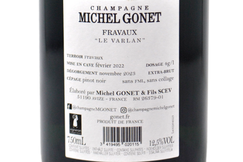CHAMPAGNE EXTRA BRUT FRAVAUX "LE VARLAN" BLANC DE NOIRS - MICHEL GONET