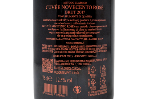 METODO CLASSICO BLANC DE NOIRS CUVÉE ROSÉ "NOVECENTO" 2017 - CONTRATTO