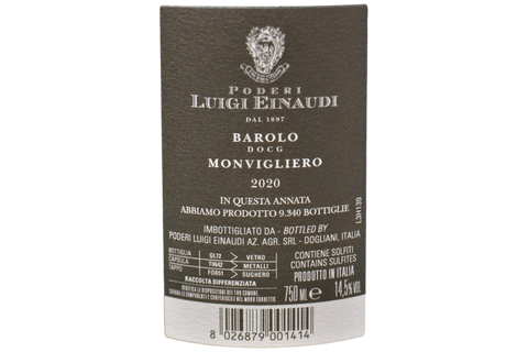 BAROLO DOCG "MONVIGLIERO" 2020 - PODERI LUIGI EINAUDI