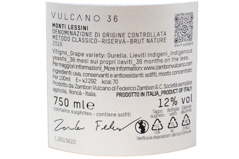 DURELLO SPUMANTE BRUT NATURE "VULCANO 36" LIMITED RELEASE 2018 - ZAMBON VULCANO