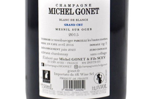 CHAMPAGNE ZERO DOSAGE BLANC DE BLANCS GRAND CRU MESNIL SUR OGER MILLESIME 2015 - MICHEL GONET