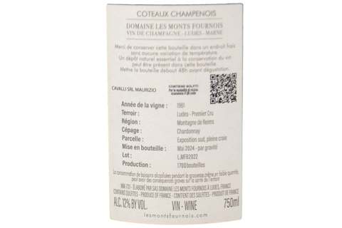 COTEAUX CHAMPENOIS BLANC LUDES PREMIER CRU 2022 - DOMAINE LES MONTS FOURNOIS