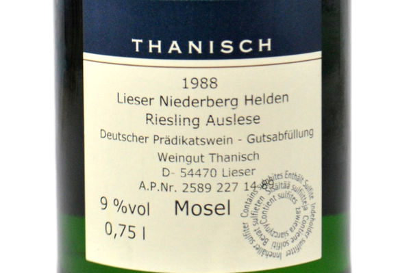 RIESLING AUSLESE LIESER NIEDERBERG HELDEN 1988 - WEINGUT THANISCH