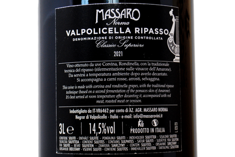 VALPOLICELLA RIPASSO CLASSICO SUPERIORE DOC 2021 3 LITRI - AZIENDA AGRICOLA MASSARO