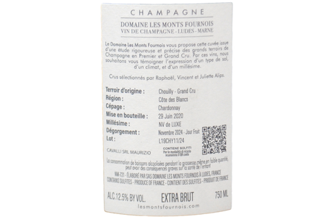CHAMPAGNE CHOUILLY GRAND CRU BLANC DE BLANCS EXTRA BRUT 53 MOIS DE CAVE "CÔTE NV DE LUXE" - DOMAINE LES MONTS FOURNOIS