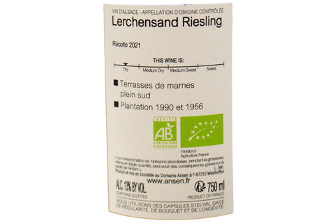 ALSACE RIESLING LIEU-DIT LERCHENSAND BIO 2021 - DOMAINE ANSEN