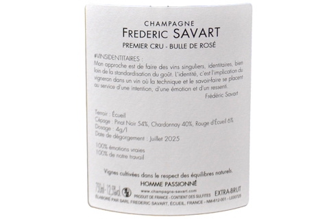 CHAMPAGNE PREMIER CRU EXTRA BRUT VIEILLES VIGNES "BULLE DE ROSÉ" - FREDERIC SAVART