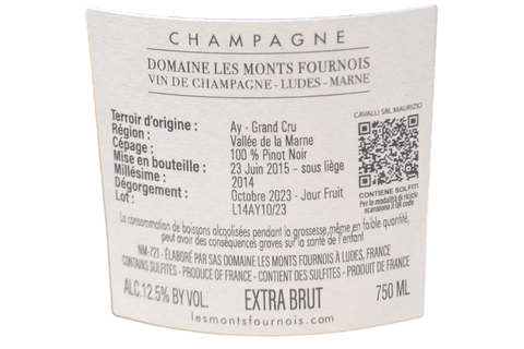 CHAMPAGNE AY GRAND CRU MILLÉSIME EXTRA BRUT BLANC DE NOIRS "VALLÉE" 2014 - DOMAINE LES MONTS FOURNOIS