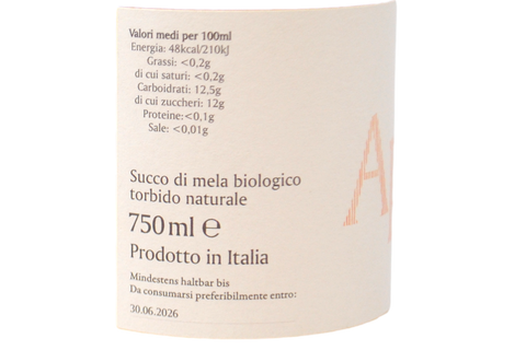 SUCCO DI MELA BIOLOGICO TORBIDO NATURALE "APFELSAFT" - TRÖPFLTALHOF