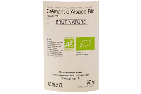CREMANT D'ALSACE BLANC DE NOIRS ROSÉ  BRUT NATURE BIO 2021 - DOMAINE ANSEN