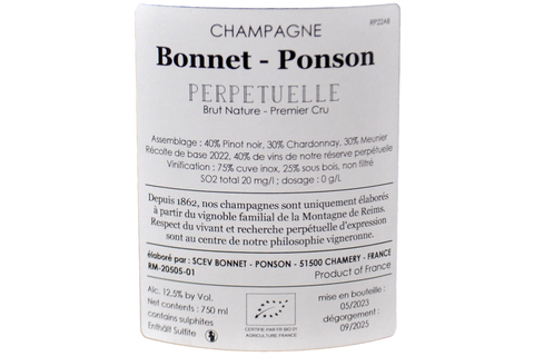 CHAMPAGNE PREMIER CRU BIO BRUT NATURE "CUVÉE PERPETUELLE" - BONNET-PONSON