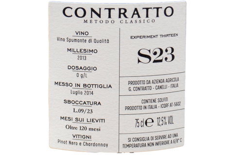 METODO CLASSICO PAS DOSÉ "EXPERIMENT THIRTEEN - S23" 2013 - CONTRATTO