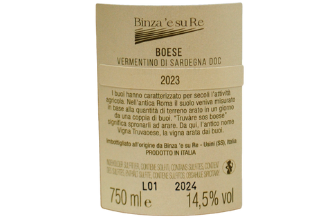 VERMENTINO DI SARDEGNA DOC "BOESE" 2023 - BINZA 'E SU RE