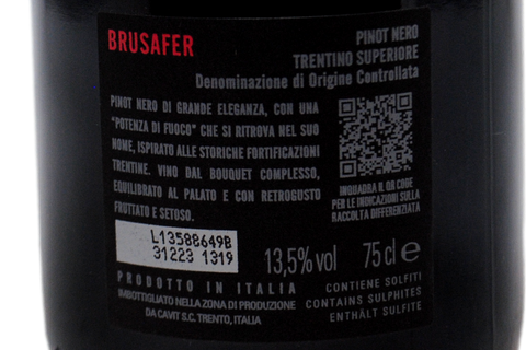 TRENTINO SUPERIORE DOC PINOT NERO "BRUSAFER" 2022 - CAVIT