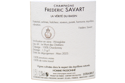 CHAMPAGNE ÉCUEIL PREMIER CRU BLANC DE BLANCS EXTRA BRUT "LE MONT DES CHRÉTIENS" 2019 MAGNUM - FREDERIC SAVART