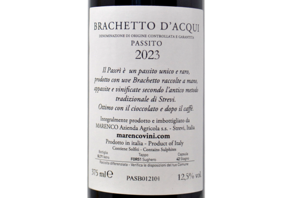BRACHETTO D'ACQUI PASSITO DOCG "PASSRÌ" 2023 - MARENCO