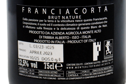 FRANCIACORTA DOCG BLANC DE NOIR BRUT NATURE - MONTE ALTO