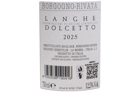 LANGHE DOLCETTO DOC GRAPPOLO INTERO "ARTIST LABEL" 2025 - BORGOGNO RIVATA