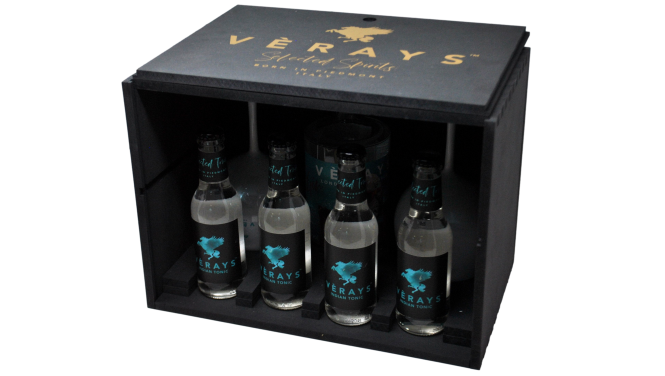 CASSETTA LIMITED EDITION GIN VERAYS: 1 GIN + 4 TONICHE E 2 CALICI LOGATI