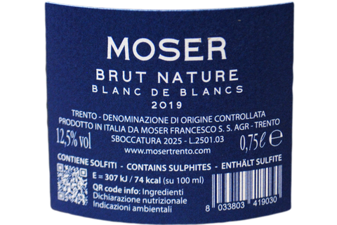 TRENTO DOC BRUT NATURE BLANC DE BLANCS 2019 - MOSER