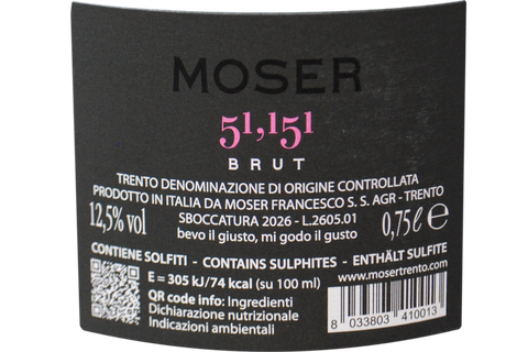 TRENTO DOC BRUT BLANC DE BLANCS "51,151" - MOSER