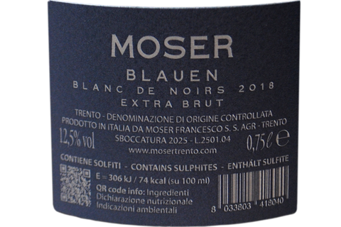 TRENTO DOC EXTRA BRUT BLANC DE NOIRS "BLAUEN" 2018 - MOSER