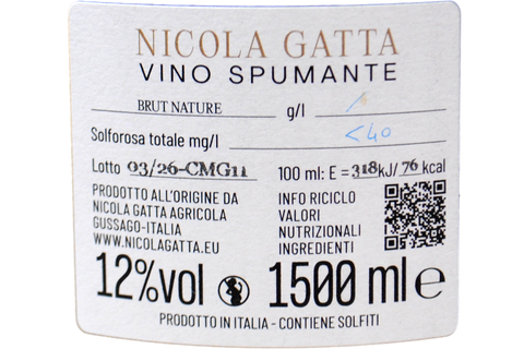 VINO SPUMANTE BLANC DE BLANCS NATURE 50 LUNE MAGNUM - NICOLA GATTA
