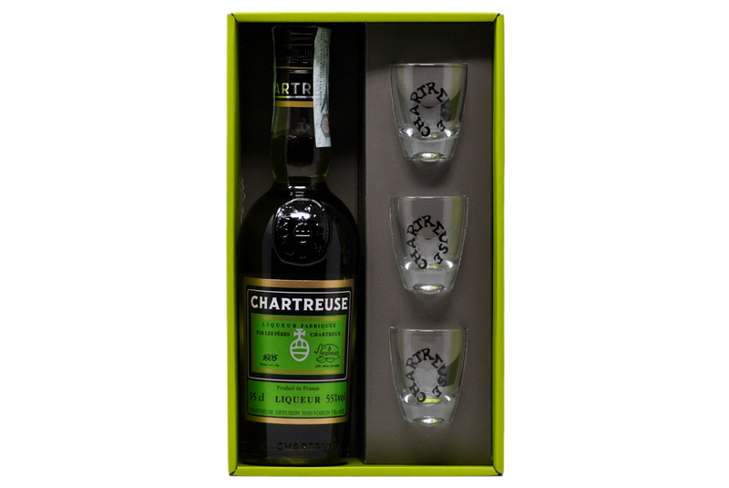 CHARTREUSE VERTE 55° 35cl SPECIAL PACK (3 BICCHIERI) - CHARTREUSE