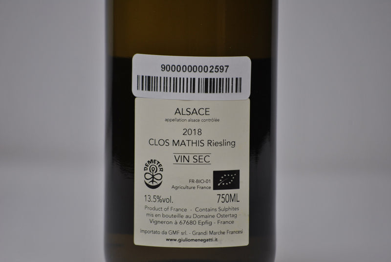 Alsace Riesling "Clos Mathis" 2018 - Domaine Ostertag